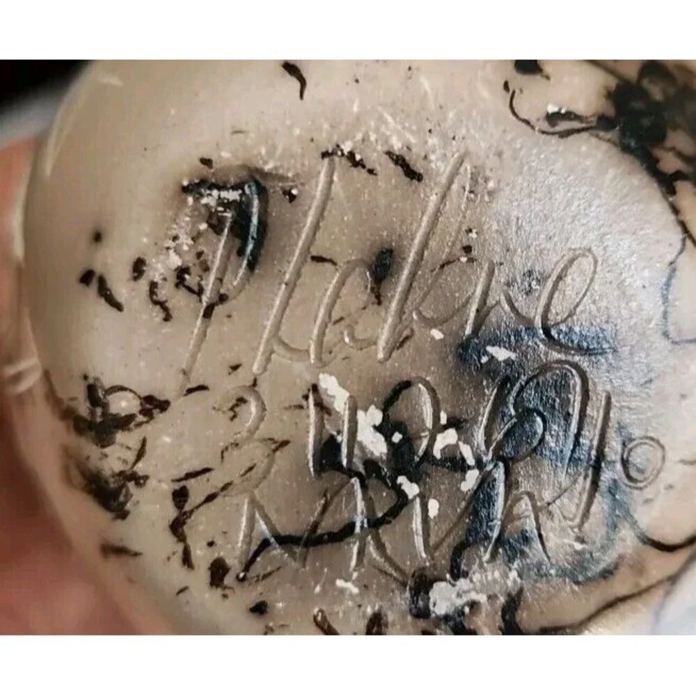 Vintage Navajo Horsehair Etched Pottery Vase Signed Numbered 6